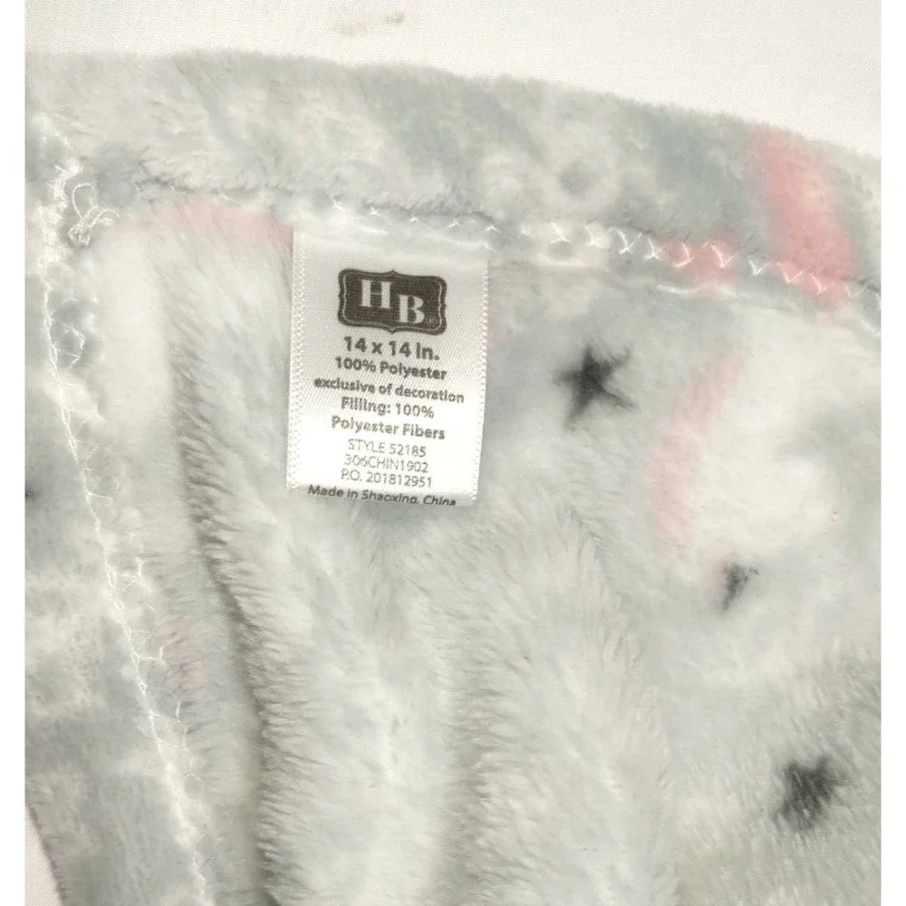 Hudson Baby Gray Pink Unicorn Security Blanket Lovey Fleece LN Girl Star White